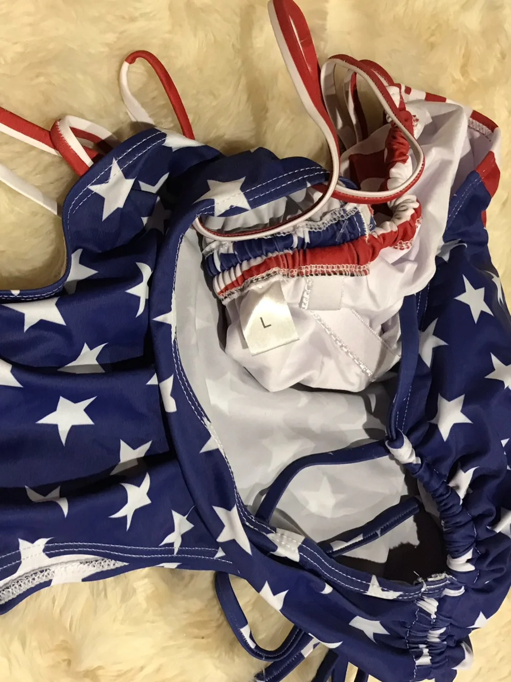 Girls' Stars & Stripes One-Piece Swimsuit - Red, White & Blue
